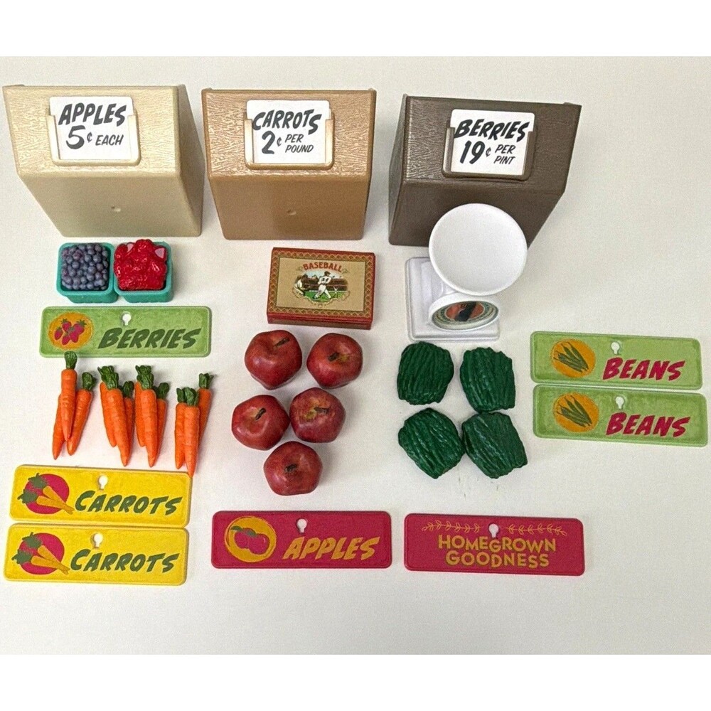 American Girl Kit Kittredge Garden Stand Accessories Lot Scale Produce Retired